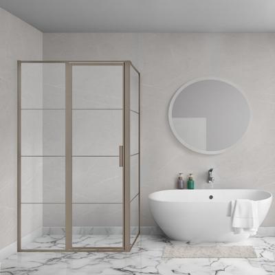 Aqua Vista Triple Front draaideur - 140x200 cm - met vast deel - Gun Metal Light R-GML-C140-FFF