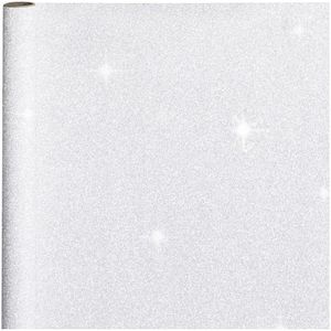 Cadeaupapier/inpakpapier zilver met glitters 300 x 50 cm   -