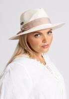 Yoek Sienna Fedora Ivory/Taupe | Beige | Maat 58 Yoek Sienna Fedora Ivory/Taupe | Beige | Maat 58