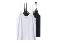 esmara 2 Dames spaghettitops (Zwart/wit, M (40/42))