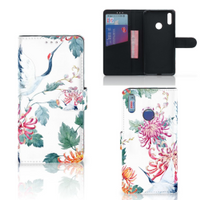 Huawei Y7 (2019) Telefoonhoesje met Pasjes Bird Flowers