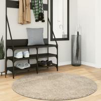 VidaXL Vloerkleed istan hoogpolig glanzend ø 120 cm beige