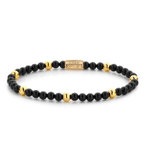 Rebel and Rose RR-40043-G-S Rekarmband Beads Black Panther zwart-goudkleurig 4 mm XS 15 cm