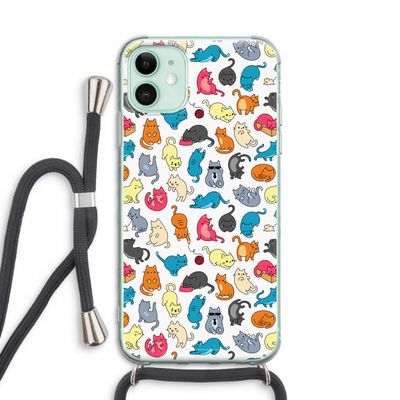 Kleurrijke katten: iPhone 11 Transparant Hoesje met koord