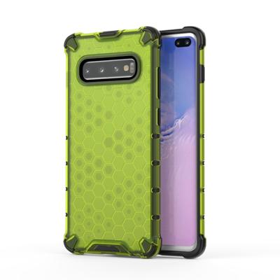 Honingraat schokbestendig PC + TPU Case voor Galaxy S10 PLUS (groen)