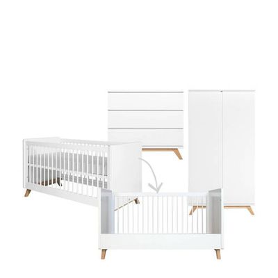 Bopita 3-delige meegroeikamer greeploos wit/naturel Lynn