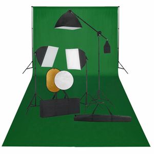 vidaXL Fotostudioset met softboxlampen, achtergrond en reflector