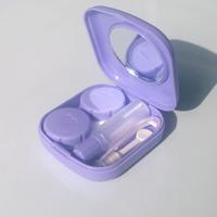 5 STKS/set mini vierkant plastic contact lens geval met spiegel (paars)