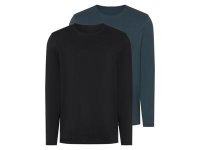 esmara Men 2 Heren shirts (Donkerblauw/zwart, M (48/50))
