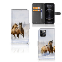 Apple iPhone 12 Pro Max Telefoonhoesje met Pasjes Paarden