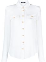 Balmain blouse en soie à épaulettes - Blanc