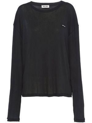 Miu Miu t-shirt à patch logo - Noir