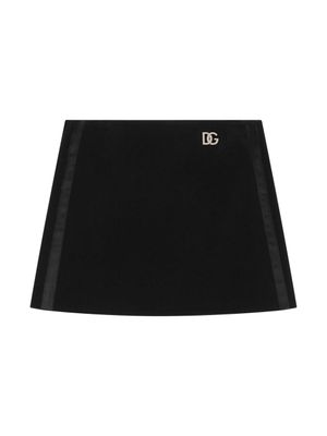 Dolce & Gabbana Kids jupe évasée à plaque logo - Noir