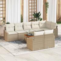 Tuinbankenset met kussen 9 pcs Beige poly rattan