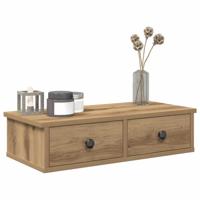 Wandschap met lades 60x25x15 cm bewerkt hout artisanaal eiken