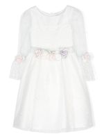 Monnalisa robe en tulle à fleurs appliquées - Blanc