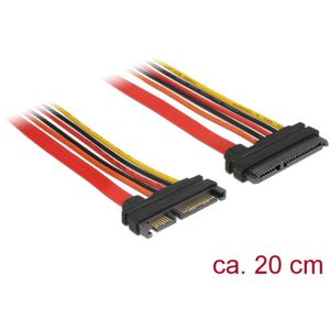 Delock HDD Verlengkabel [1x SATA-combi-stekker 15+7-polig - 1x SATA-combi-bus 15+7-polig] 0.20 m Zwart, Rood, Geel, Oranje