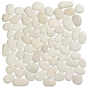 Stone Line Pebbles Mozaiek Tegel Kiezel - Wit Kiezels Ongeglazuurd 300x300mm