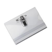 Badge transp knijper speld 75x110mm 25st