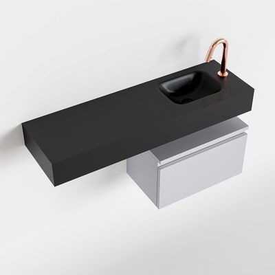 Toiletmeubel Mondiaz Andor | 100 cm | Meubelkleur Cale | Lex vrijhangend wastafel Urban Rechts | 1 kraangat