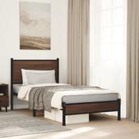 Bedframe zonder matras metaal bruin eikenkleurig 75x190 cm