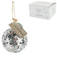 Ngk Kerstbal spiegelend zilverkleurig 8 cm 4 stuks | 8 stuks