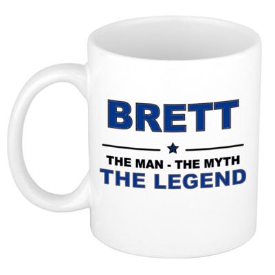 Brett cadeau mok - man myth legend - naam koffiemok / beker - wit en blauw - 300 ml Brett cadeau mok - man myth legend - naam koffiemok / beker - wit en blauw - 300 ml