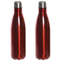 Set van 2x stuks RVS thermos waterfles/drinkfles rood met schroefdop 500 ml