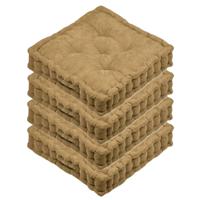 Stof Textile Vloerkussen Ribcord - 4x - camel - polyester - 45 x 45 x 10 cm - vierkant - Extra dik