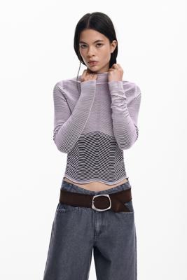 Gestreepte reliëftrui - RED - L