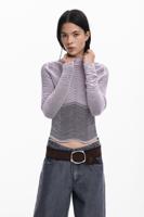 Gestreepte reliëftrui - RED - L