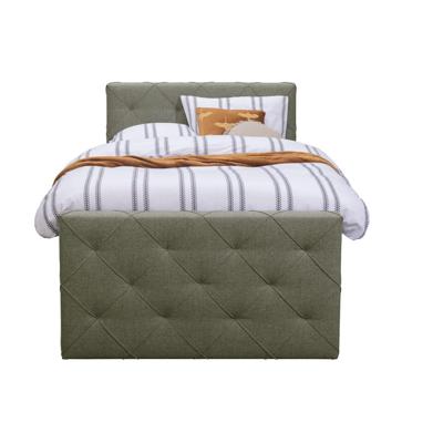 Leen Bakker - Boxspring Met Voetbord Liv Geruit - 120x200 Cm - Slanke Poot - Stof - Groen