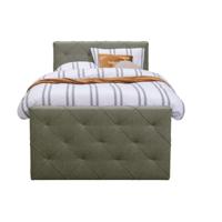 Leen Bakker - Boxspring Met Voetbord Liv Geruit - 120x200 Cm - Slanke Poot - Stof - Groen