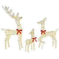 Rendier Familie 3 pcs Warmwit 128 cm PET