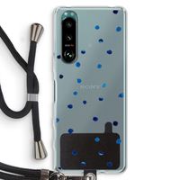 Blauwe stippen: Sony Xperia 5 III Transparant Hoesje met koord