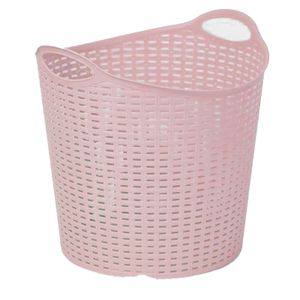 Gevlochten wasmand/opbergmand - flexibel - roze - 27 liter - rond - kunststof