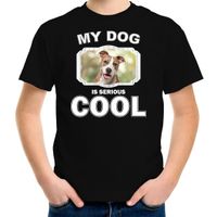 Honden liefhebber shirt Staffordshire bull terrier my dog is serious cool zwart voor kinderen - thumbnail