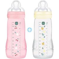 Set van 2 flessen - MAM BABY - Easy Active - +6 maanden - 330 ml - X-flow speen - Berry + Pearl
