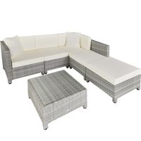 tectake - loungeset met aluminium frame-Wicker tuinset- incl. 2 overtreksets - lichtgrijs - 403742 - thumbnail