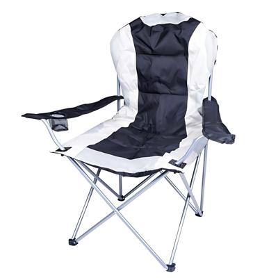 Gerimport camping klapstoel Madrid - Zwart/Wit - L90 x B56 x H105 cm