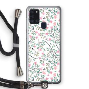 Sierlijke bloemen: Samsung Galaxy A21s Transparant Hoesje met koord