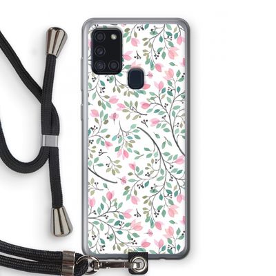 Sierlijke bloemen: Samsung Galaxy A21s Transparant Hoesje met koord