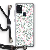 Sierlijke bloemen: Samsung Galaxy A21s Transparant Hoesje met koord