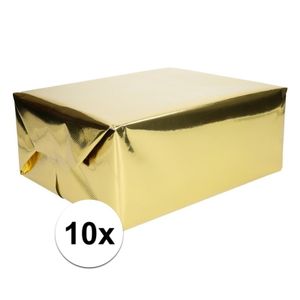 10x Goud cadeaupapier metallic 400 x 50 cm