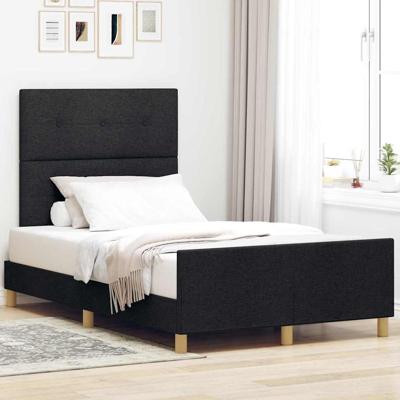 Bedframe met hoofdeinde Zwart 120 x 190 cm Stof