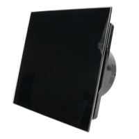 Whisper Pro-design Badkamerventilator - Ø100mm - Met Nalooptimer - Vlak Glas - Glans Zwart - Zwarte Ventilator