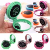 10 stuks draagbare ronde Pocket kleine grootte reizen massage vouwen kam haar penseel willekeurige kleur