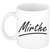 Mirthe Naam koffiemok - beker - met sierlijke letters - wit - 300 ml - Cadeau - Dames