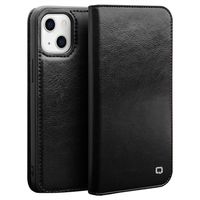 Qialino Classic iPhone 13 Wallet Leren Hoesje - Zwart