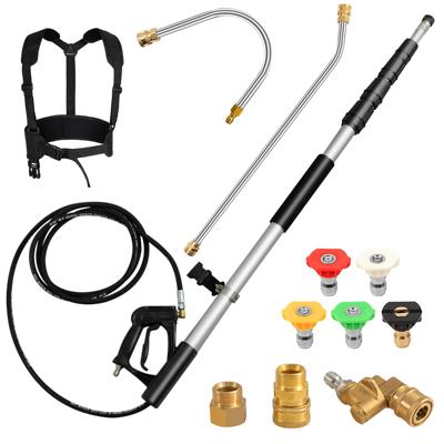 Hogedrukreiniger 550 cm Telescopisch Verlengstuk Sproeiborstelset met 2 Adapters / 5 Sproeikoppen / Draaikoppeling / Draagharnas